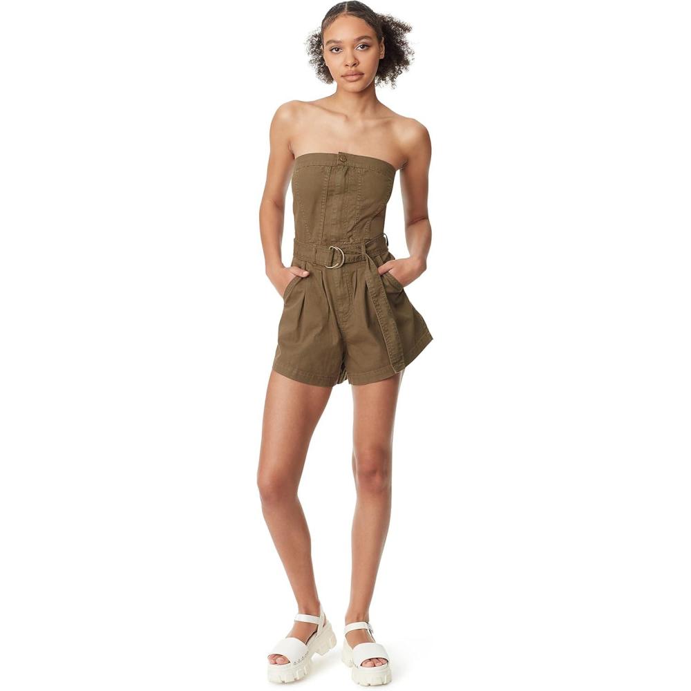 imageCircus NY Womens Strapless Belted Front Zipper RomperBurnt Olive