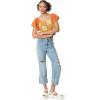 Circus NY Women’s Crochet Short Sleeve Crop Top(Topaz)