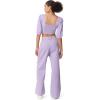 Circus NY Women’s Smocked Back Puff Short Sleeve Crop Top(Fairy Wren)