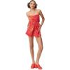 Circus NY Womens Elyse Halter Pull on Drawstring Romper(Sunset Slick – Carmine Rose)