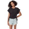 Circus NY Women’s Jess Ruched Side Tie Flounce Knit Top(Anthracite)