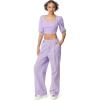 Circus NY Women’s Smocked Back Puff Short Sleeve Crop Top(Fairy Wren)