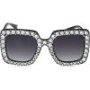 Circus NY by Sam Edelman Women’s Cc439 Bling Oversized Square Sunglasses with Uv400 Protection-Trendy Gifts for Her, 51mm(Black)