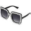 Circus NY by Sam Edelman Women’s Cc439 Bling Oversized Square Sunglasses with Uv400 Protection-Trendy Gifts for Her, 51mm(Black)