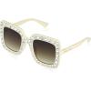 Circus NY by Sam Edelman Women’s Cc439 Bling Oversized Square Sunglasses with Uv400 Protection-Trendy Gifts for Her, 51mm(White)