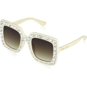 Circus NY by Sam Edelman Women’s Cc439 Bling Oversized Square Sunglasses with Uv400 Protection-Trendy Gifts for Her, 51mm(White)