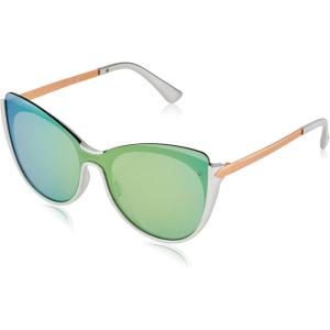Circus by Sam Edelman CC568 Oversized UV Protective Women’s Cat Eye Sunglasses. Trend-Right Gifts for Women, 65 mm(White & Rose Gold)