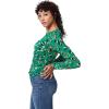 Circus NY Women’s Imogen Ruched Long Sleeve Knit Top(Painter Leopard – Pepper Green)