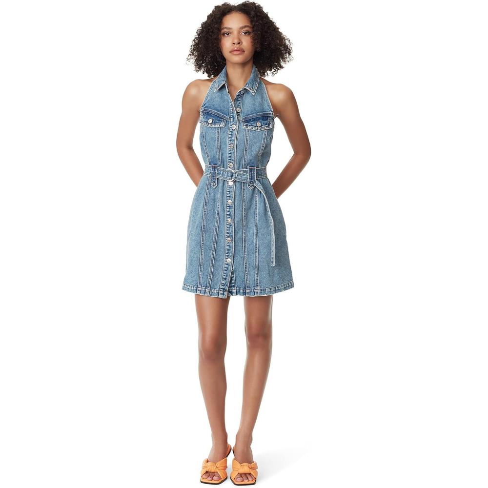 imageCircus NY Womens Belted Button Down Mini Denim DressKinetic