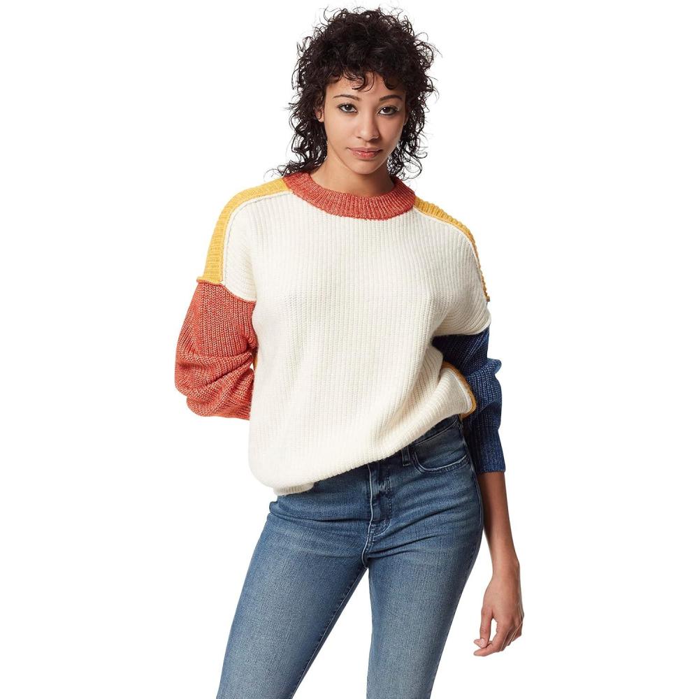 image:imageCircus NY Womens Crew Neck Slouchy Pullover SweaterIvory Color Block