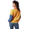 Circus NY Women’s Crew Neck Slouchy Pullover Sweater(Ivory – Color Block)