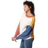 Circus NY Women’s Crew Neck Slouchy Pullover Sweater(Ivory – Color Block)
