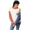 Circus NY Women’s Crew Neck Slouchy Pullover Sweater(Ivory – Color Block)