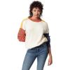 Circus NY Women’s Crew Neck Slouchy Pullover Sweater(Ivory – Color Block)