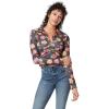 Circus NY Women’s Luna Collared V-Neck Knit Pullover Top(Black-artist Tulip)