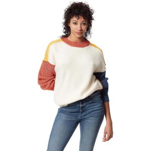 Circus NY Women’s Crew Neck Slouchy Pullover Sweater(Ivory – Color Block)