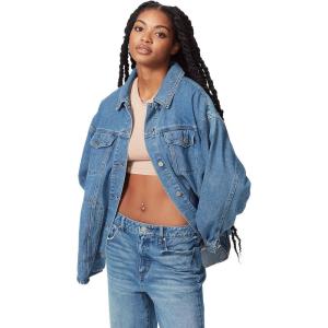 Circus NY Women’s Oversize Button Down Denim Trucker Jacket, Fortune Teller